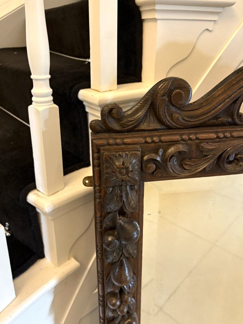 Exceptional Quality Antique 19th Century Victorian Carved Oak Wall Mirror - Image 6